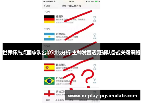 世界杯热点国家队名单对比分析 主帅发言透露球队备战关键策略 世界杯热点国家队名单对比分析 主帅发言透露球队备战关键策略